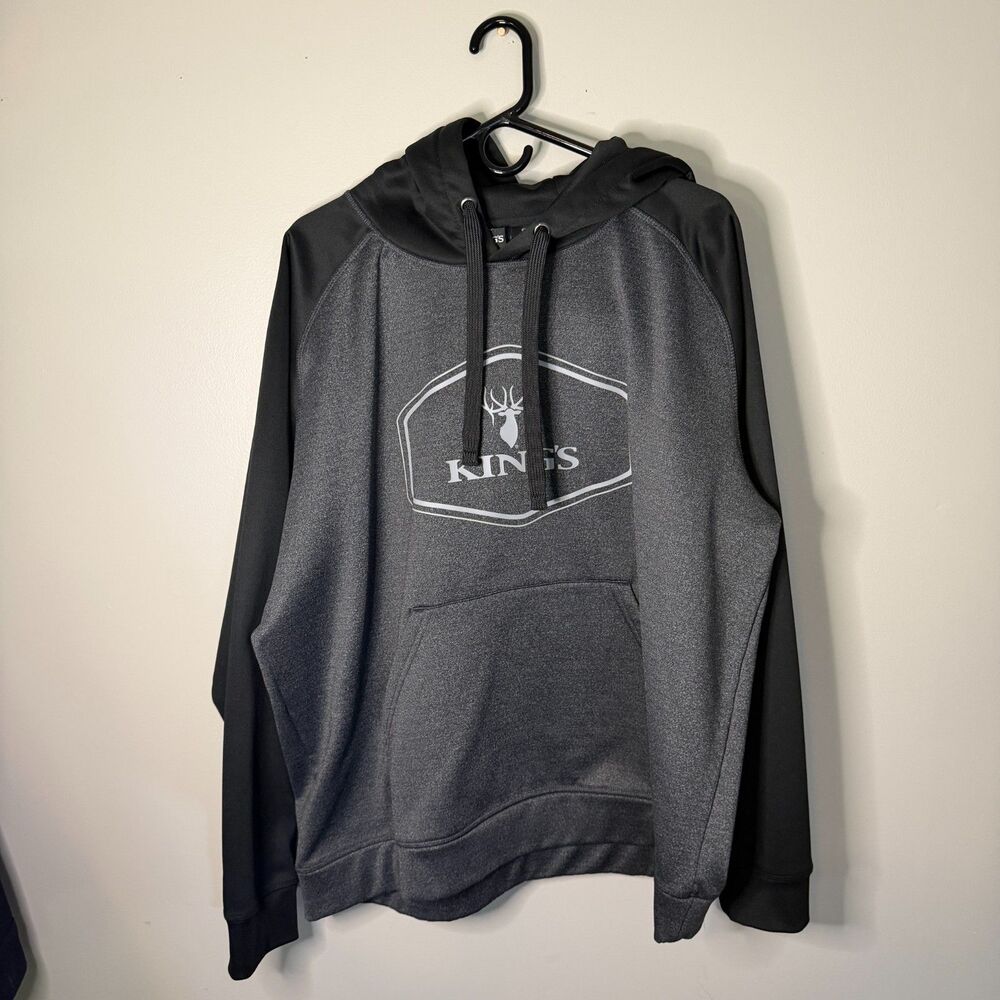 Kings camo two tone gray and black pullover hoodie hunt outdoor deer men size XL